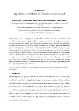 3D Analytics: Opportunities and Guidelines for Information Systems
  Research