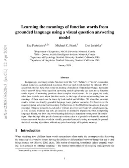 Learning the meanings of function words from grounded language using a
  visual question answering model