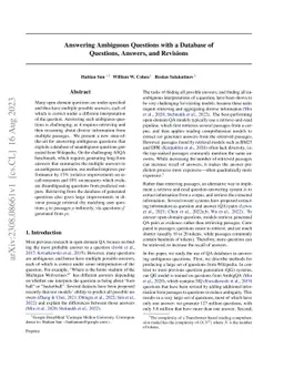 Answering Ambiguous Questions with a Database of Questions, Answers, and
  Revisions