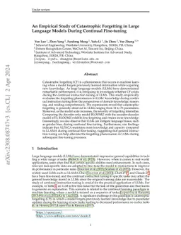 An Empirical Study of Catastrophic Forgetting in Large Language Models During Continual Fine-tuning