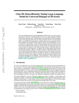 Chat-3D: Data-efficiently Tuning Large Language Model for Universal
  Dialogue of 3D Scenes
