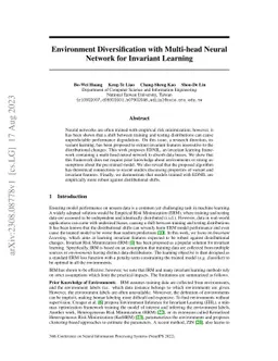 Environment Diversification with Multi-head Neural Network for Invariant
  Learning