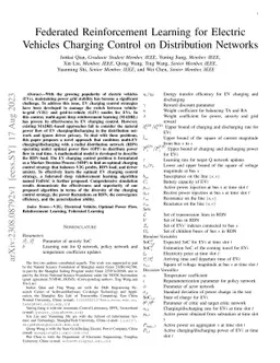 Federated Reinforcement Learning for Electric Vehicles Charging Control
  on Distribution Networks