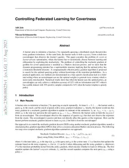 Controlling Federated Learning for Covertness