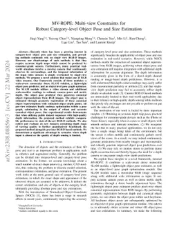 MV-ROPE: Multi-view Constraints for Robust Category-level Object Pose
  and Size Estimation