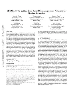 SDDNet: Style-guided Dual-layer Disentanglement Network for Shadow
  Detection