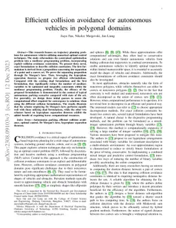 Efficient collision avoidance for autonomous vehicles in polygonal
  domains