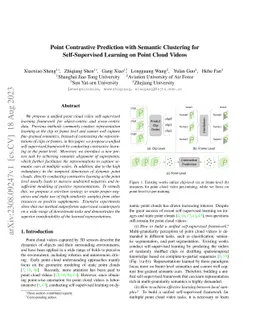 Point Contrastive Prediction with Semantic Clustering for
  Self-Supervised Learning on Point Cloud Videos