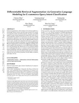 Differentiable Retrieval Augmentation via Generative Language Modeling
  for E-commerce Query Intent Classification