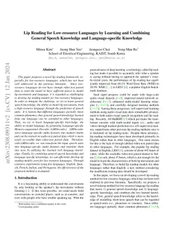Lip Reading for Low-resource Languages by Learning and Combining General
  Speech Knowledge and Language-specific Knowledge