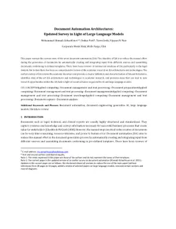 Document Automation Architectures: Updated Survey in Light of Large
  Language Models