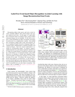 Label-Free Event-based Object Recognition via Joint Learning with Image
  Reconstruction from Events