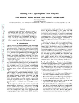 Learning MDL logic programs from noisy data