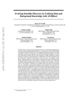 Evolving Scientific Discovery by Unifying Data and Background Knowledge
  with AI Hilbert