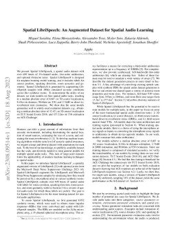 Spatial LibriSpeech: An Augmented Dataset for Spatial Audio Learning