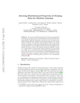 Attesting Distributional Properties of Training Data for Machine
  Learning