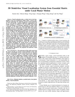3D Model-free Visual Localization System from Essential Matrix under
  Local Planar Motion