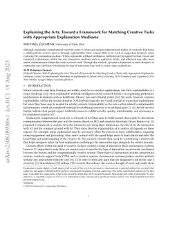 Explaining the Arts: Toward a Framework for Matching Creative Tasks with
  Appropriate Explanation Mediums