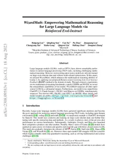 WizardMath: Empowering Mathematical Reasoning for Large Language Models via Reinforced Evol-Instruct