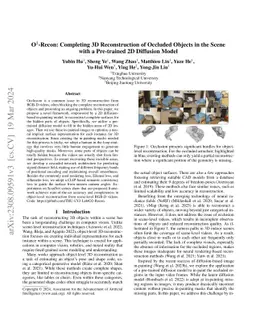 O$^2$-Recon: Completing 3D Reconstruction of Occluded Objects in the
  Scene with a Pre-trained 2D Diffusion Model