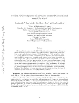 Solving PDEs on Spheres with Physics-Informed Convolutional Neural
  Networks