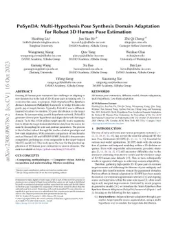 PoSynDA: Multi-Hypothesis Pose Synthesis Domain Adaptation for Robust 3D
  Human Pose Estimation