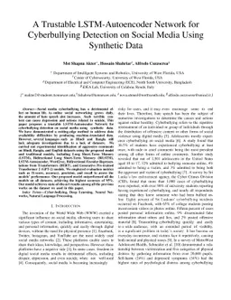 A Trustable LSTM-Autoencoder Network for Cyberbullying Detection on
  Social Media Using Synthetic Data