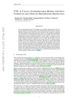 CTP:A Causal Interpretable Model for Non-Communicable Disease
  Progression Prediction