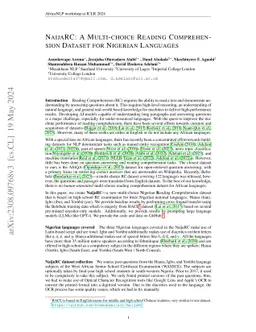 NaijaRC: A Multi-choice Reading Comprehension Dataset for Nigerian
  Languages