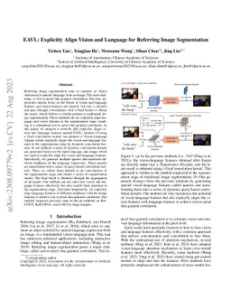 EAVL: Explicitly Align Vision and Language for Referring Image
  Segmentation