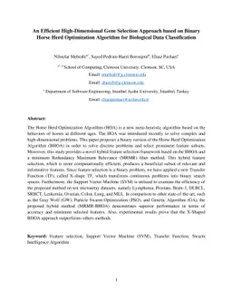 An Efficient High-Dimensional Gene Selection Approach based on Binary
  Horse Herd Optimization Algorithm for Biological Data Classification