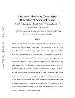 Backdoor Mitigation by Correcting the Distribution of Neural Activations