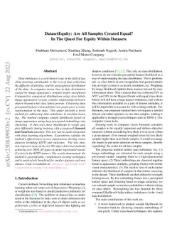 DatasetEquity: Are All Samples Created Equal? In The Quest For Equity
  Within Datasets