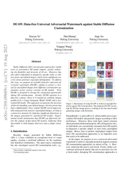 DUAW: Data-free Universal Adversarial Watermark against Stable Diffusion
  Customization