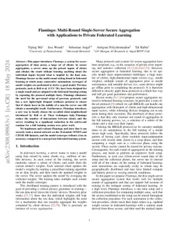 Flamingo: Multi-Round Single-Server Secure Aggregation with Applications
  to Private Federated Learning