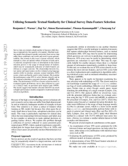 Utilizing Semantic Textual Similarity for Clinical Survey Data Feature
  Selection
