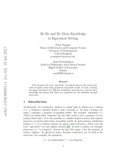 De Re and De Dicto Knowledge in Egocentric Setting
