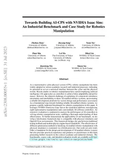 Towards Building AI-CPS with NVIDIA Isaac Sim: An Industrial Benchmark
  and Case Study for Robotics Manipulation
