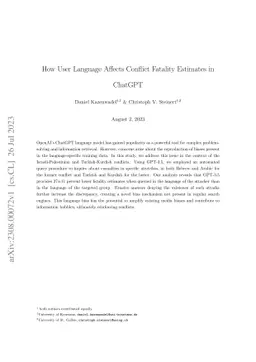 How User Language Affects Conflict Fatality Estimates in ChatGPT