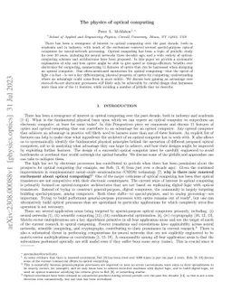 The physics of optical computing
