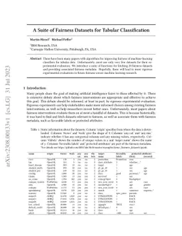 A Suite of Fairness Datasets for Tabular Classification