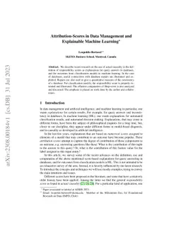 Attribution-Scores in Data Management and Explainable Machine Learning