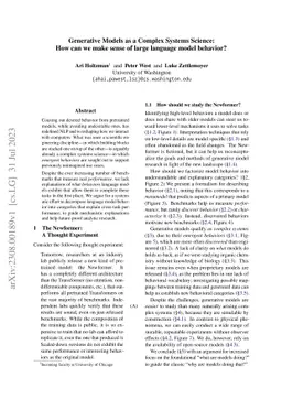 Generative Models as a Complex Systems Science: How can we make sense of
  large language model behavior?