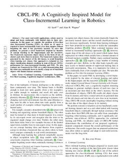 CBCL-PR: A Cognitively Inspired Model for Class-Incremental Learning in
  Robotics