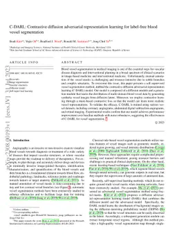 C-DARL: Contrastive diffusion adversarial representation learning for
  label-free blood vessel segmentation
