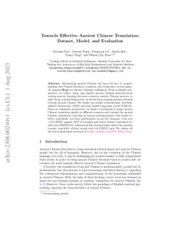Towards Effective Ancient Chinese Translation: Dataset, Model, and
  Evaluation