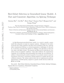 Best-Subset Selection in Generalized Linear Models: A Fast and
  Consistent Algorithm via Splicing Technique