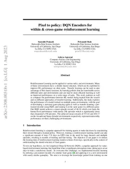 Pixel to policy: DQN Encoders for within & cross-game reinforcement
  learning