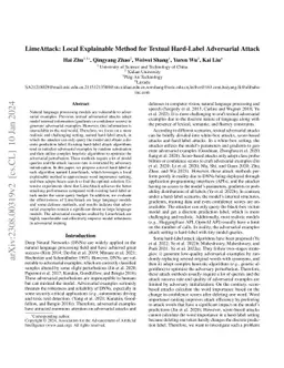 LimeAttack: Local Explainable Method for Textual Hard-Label Adversarial
  Attack
