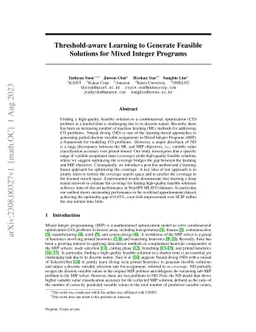 Threshold-aware Learning to Generate Feasible Solutions for Mixed
  Integer Programs